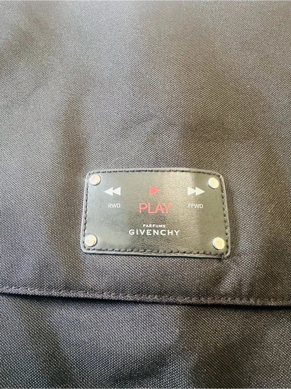 Givenchy Black Messenger Bag with Red-Striped Strap